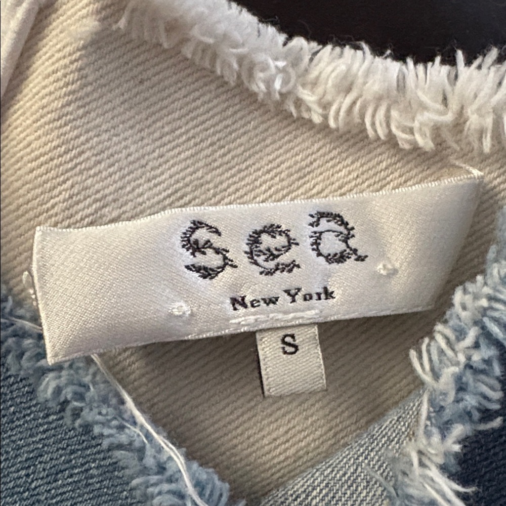 SEA new york distressed raw denim zip up sleeveless cami frayed hem - Picture 8 of 9
